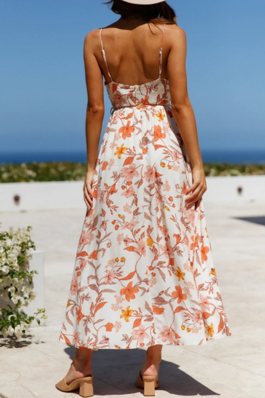 Stilla | Mode Elegant Floral Split Joint V-hals A-linje Kjoler