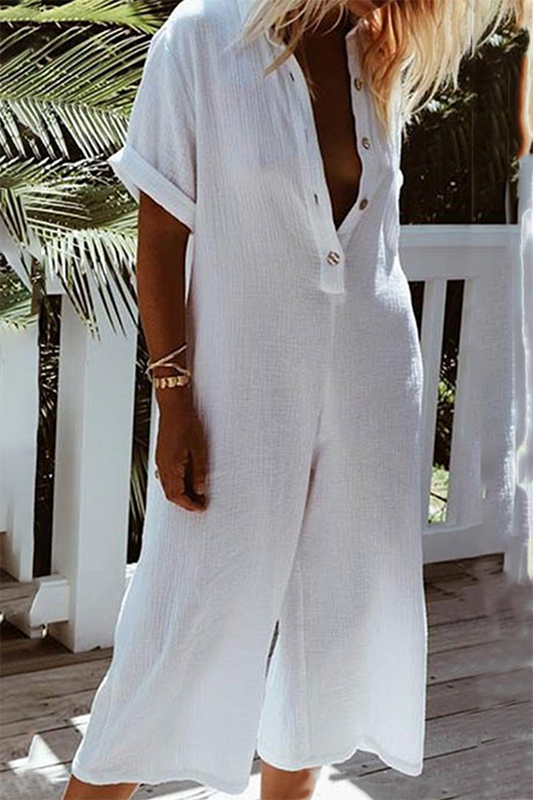 Stilla | Solid Knaplommer Løse Jumpsuits