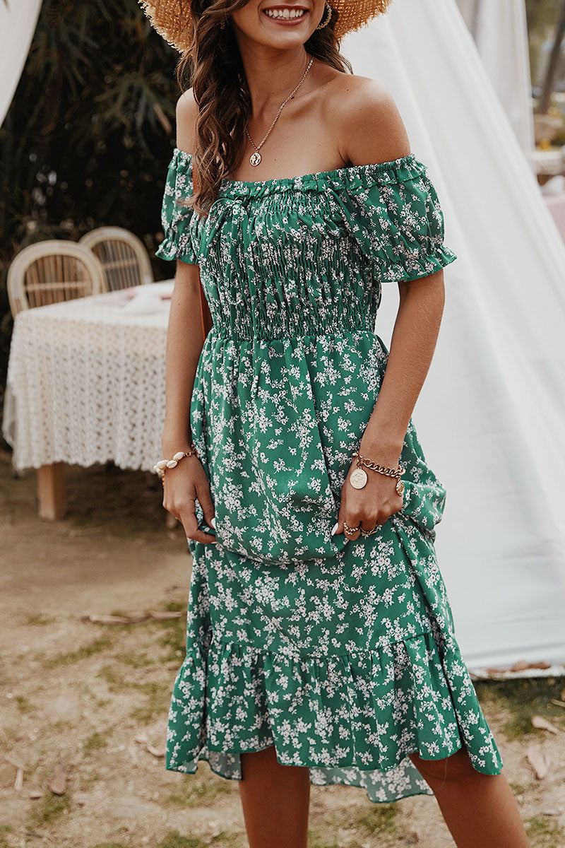 Stilla | Mode Street Print Patchwork Off the Shoulder A-linie Kjoler
