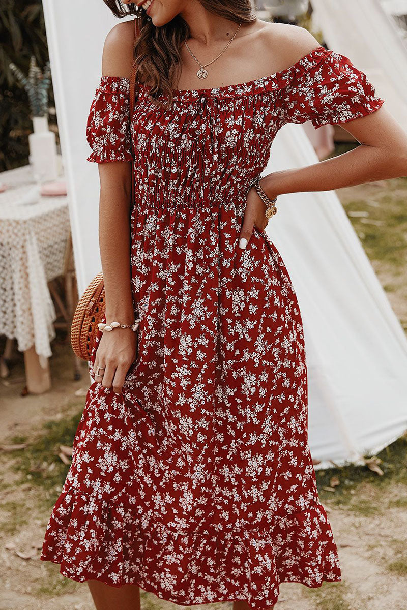 Stilla | Mode Street Print Patchwork Off the Shoulder A-linie Kjoler