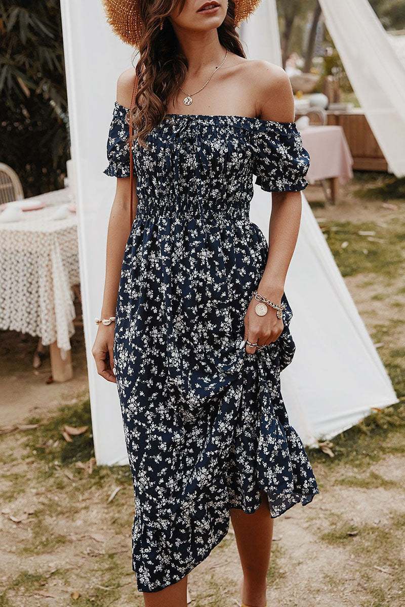 Stilla | Mode Street Print Patchwork Off the Shoulder A-linie Kjoler