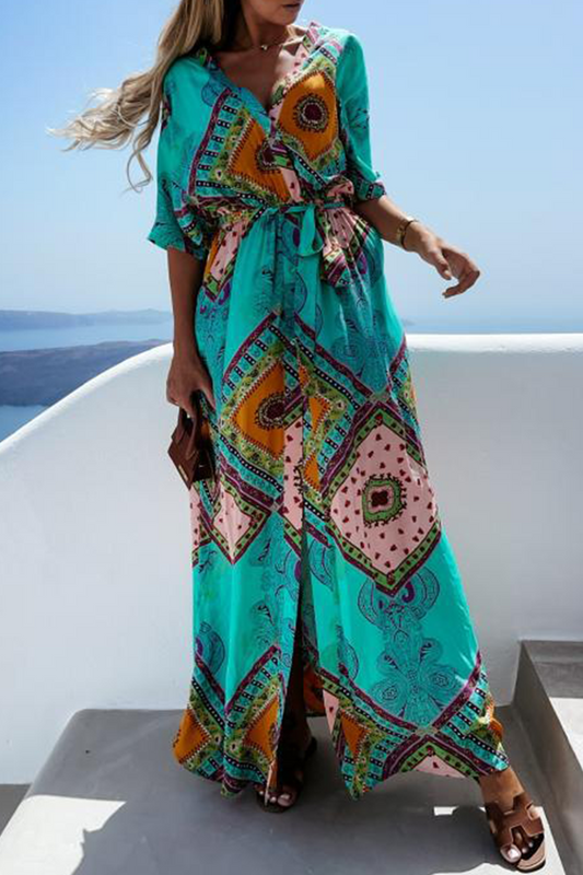 Stilla | Mode Elegant Spænde Slids Med Bælte O-hals A-linje Kjoler