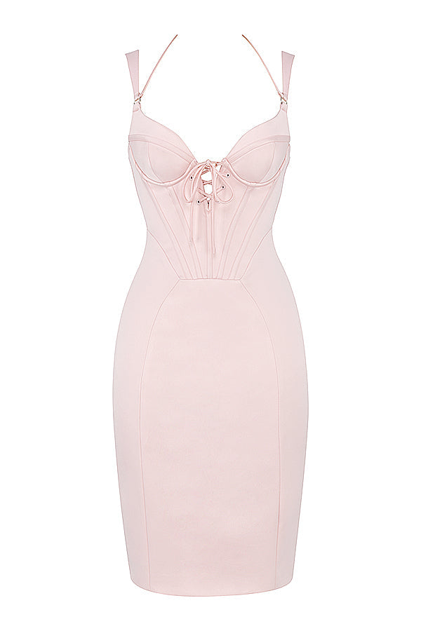 Stilla | Baby Pink Satin Korsetkjole