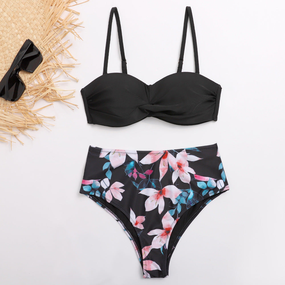 Dame Bikini-sæt med justerbare stropper og blomstrede højtaljede bukser Stilla