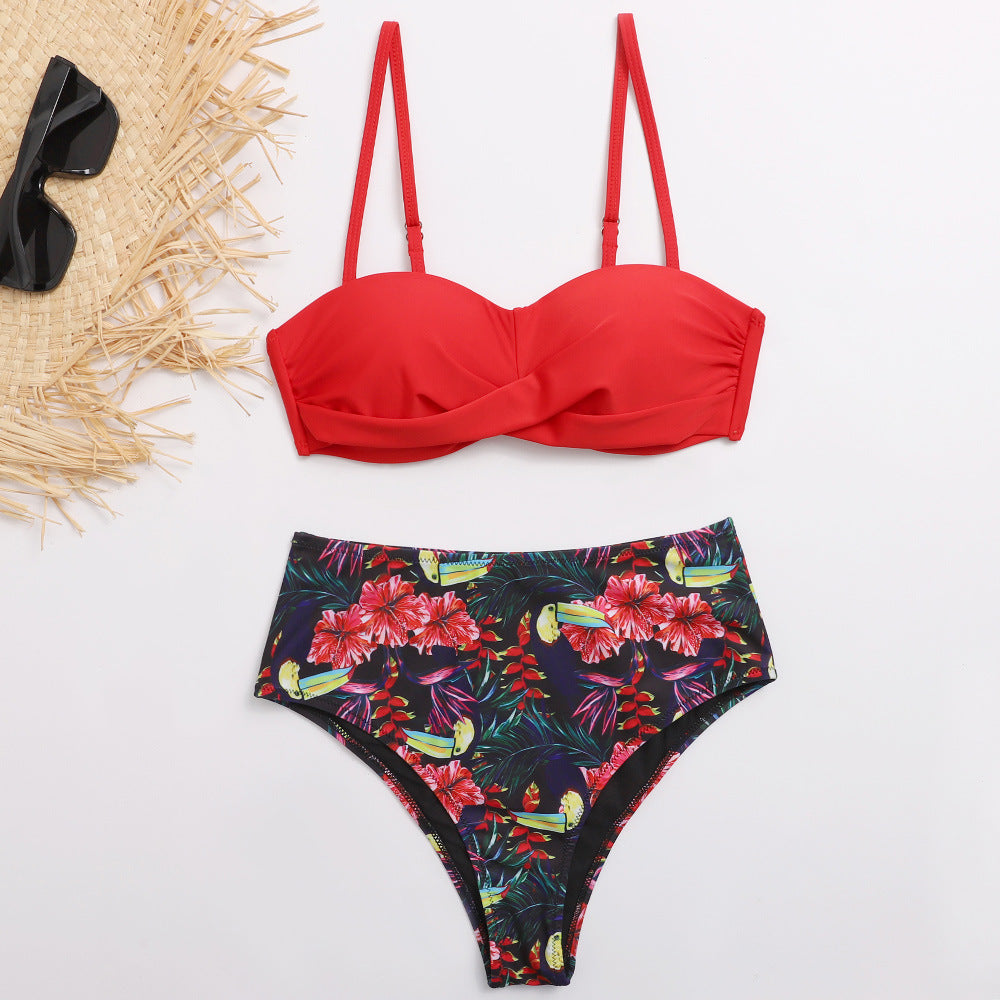 Dame Bikini-sæt med justerbare stropper og blomstrede højtaljede bukser Stilla