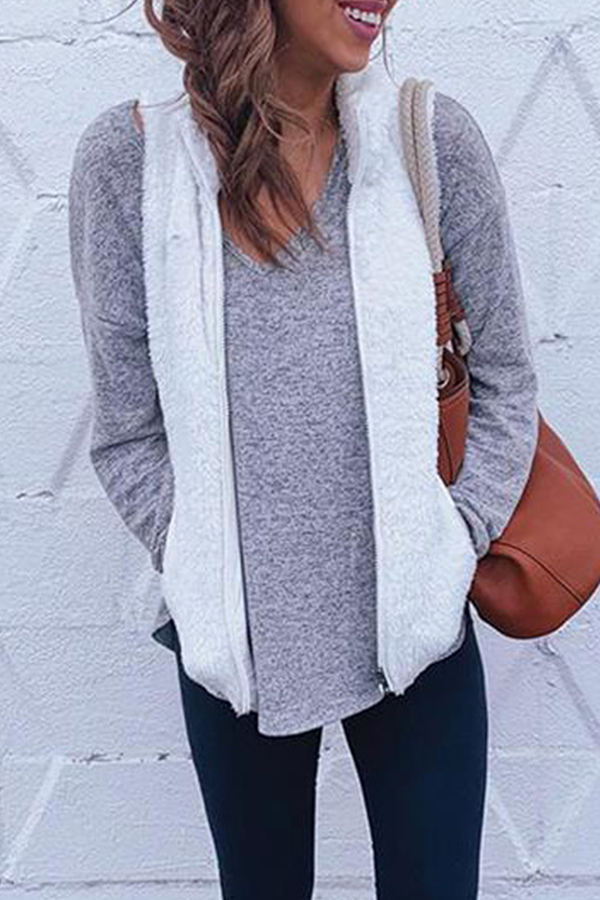 Stilla | Mode Solid Lomme Lynlås Mandarin Krave Toppe