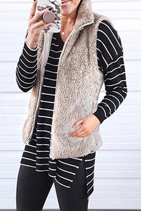Stilla | Mode Solid Lomme Lynlås Mandarin Krave Toppe