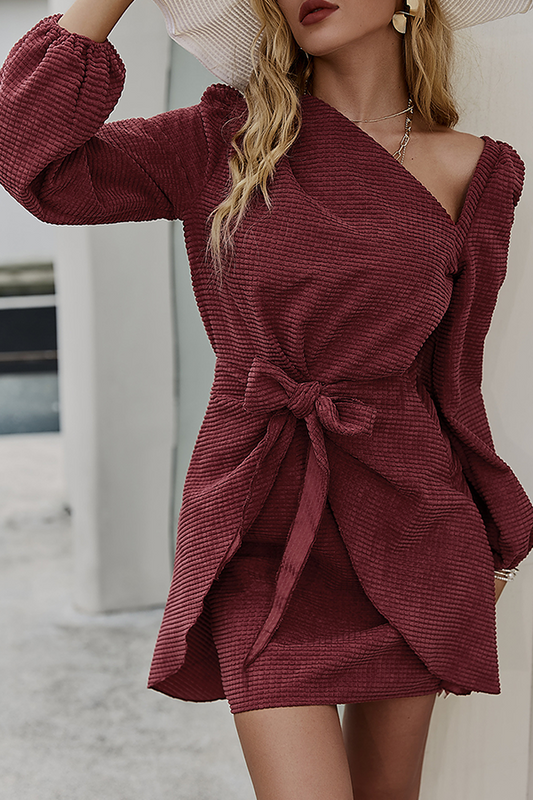 Stilla | Mode Elegant Solid Strop Design Asymmetrisk Skrå Krave A-linie Kjoler