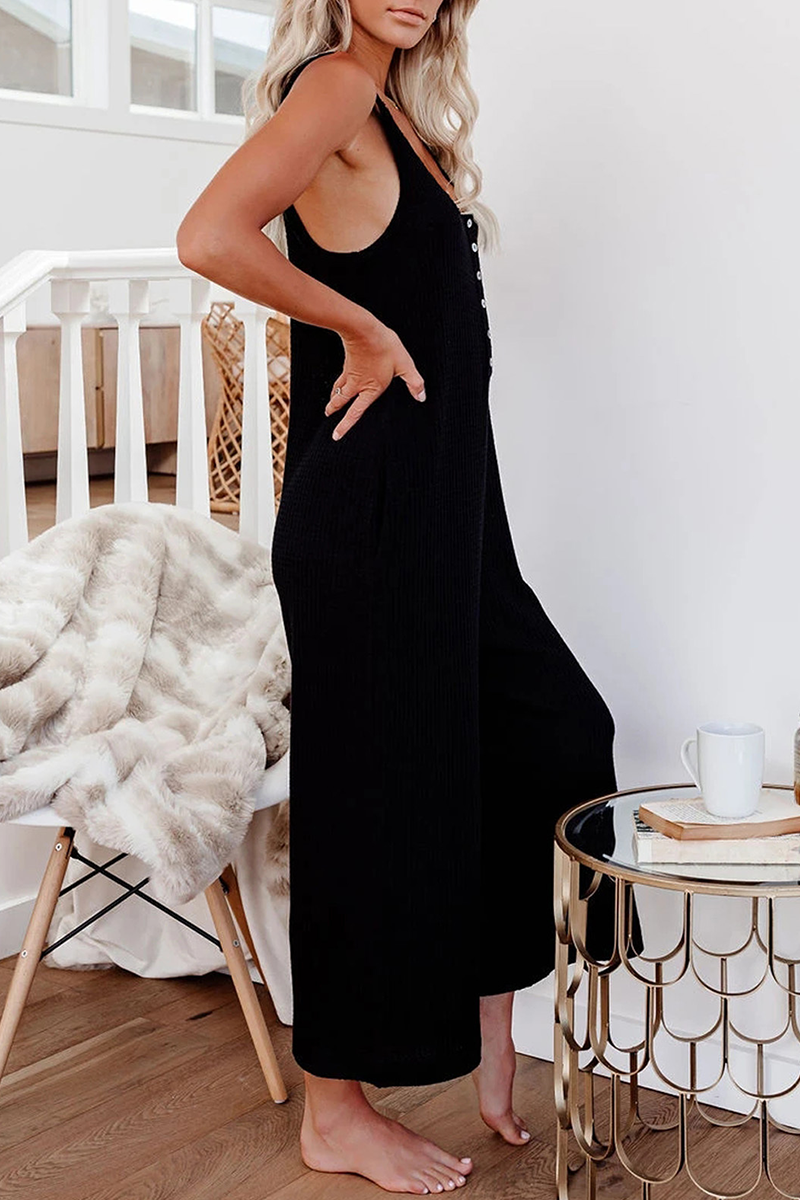 Stilla | Mode Solid Spænde U Hals Lige Jumpsuits