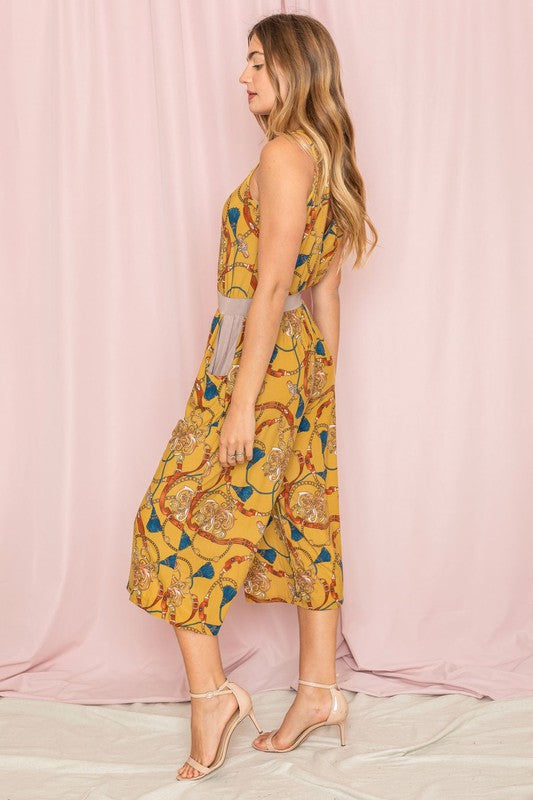 Stilla | Kædestens Frynse Print Kort Jumpsuit