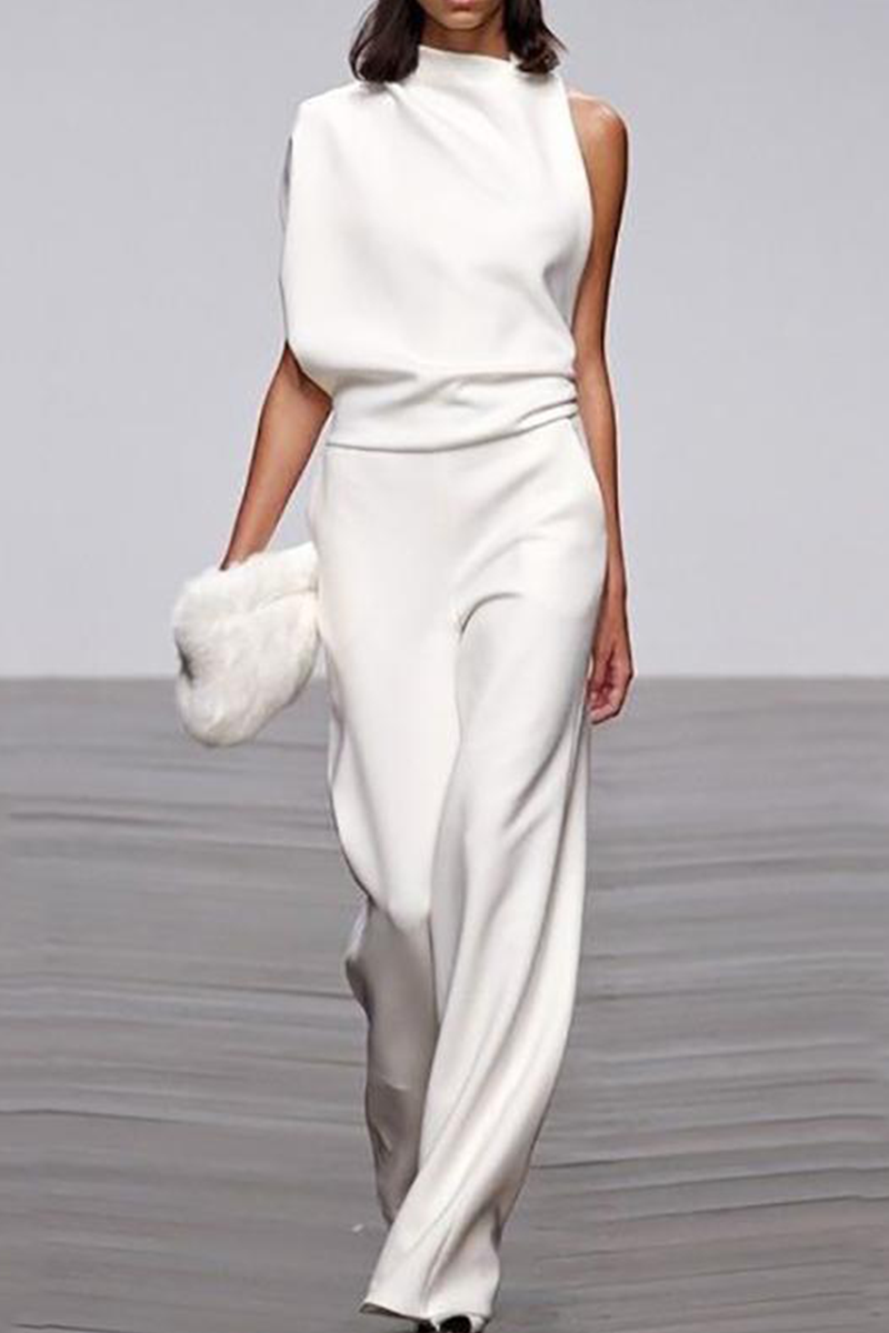 Stilla | Afslappet Solid Patchwork Halv A-turtleneck Boot Cut Jumpsuits
