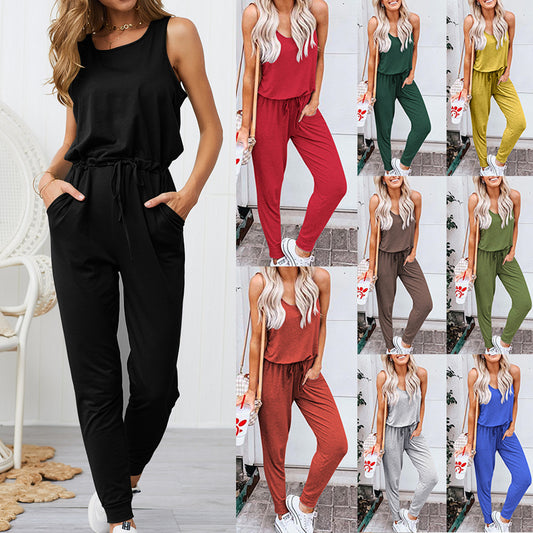 Dame jumpsuit med justerbar snor og sidelommer Stilla