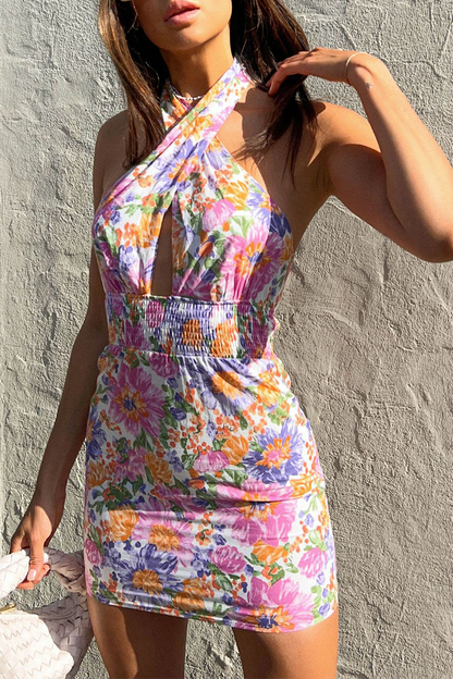 Stilla | Mode Print Split Joint Halter Blyantskørt Kjoler