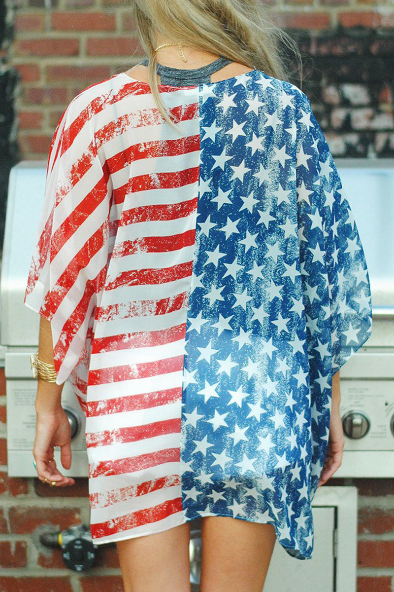 Stilla | Casual Strikjakke T-shirts Med Trykt Patchwork Design