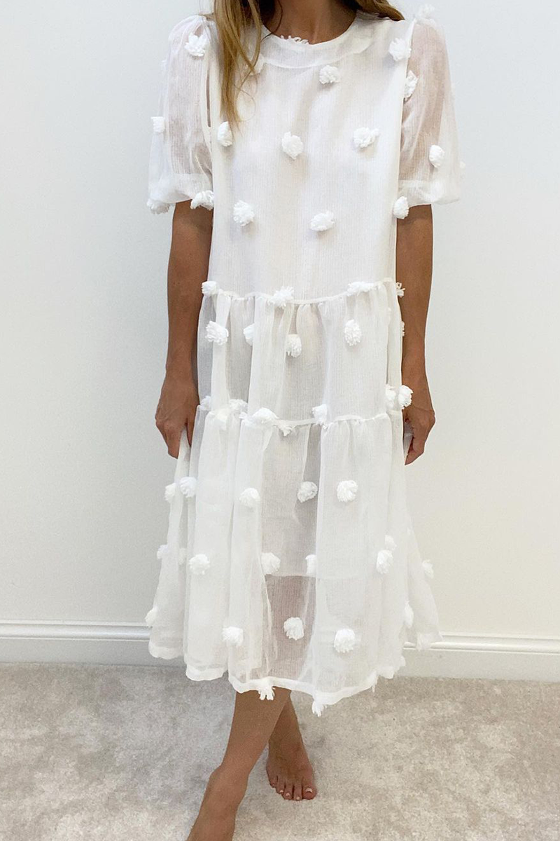 Stilla | Afslappet Solid Split Joint O-hals Kage Skørt Kjoler