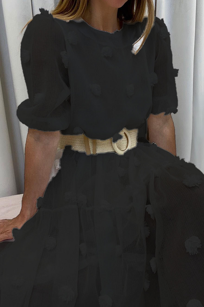 Stilla | Afslappet Solid Split Joint O-hals Kage Skørt Kjoler