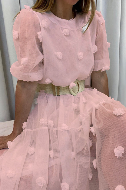 Stilla | Afslappet Solid Split Joint O-hals Kage Skørt Kjoler