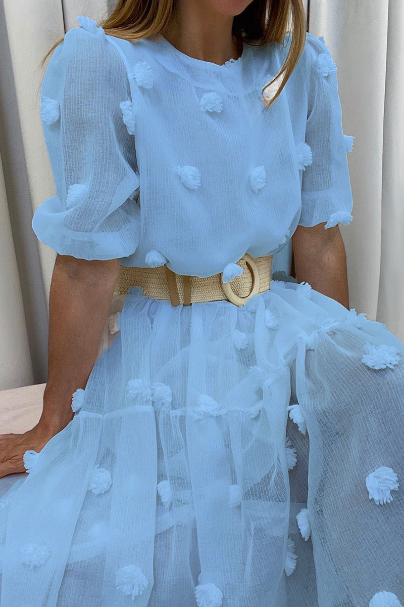 Stilla | Afslappet Solid Split Joint O-hals Kage Skørt Kjoler