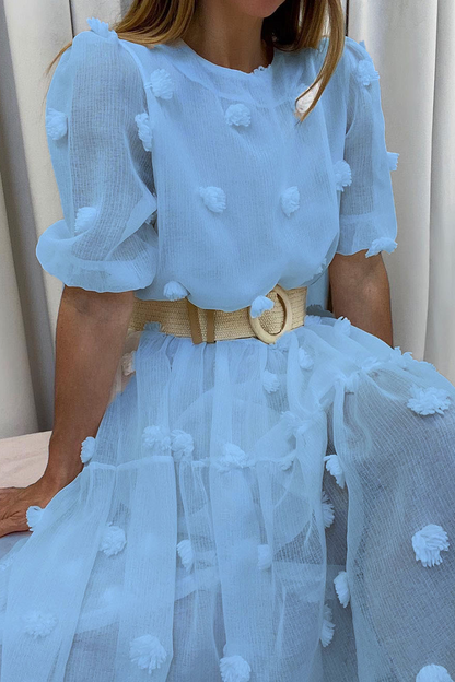 Stilla | Afslappet Solid Split Joint O-hals Kage Skørt Kjoler