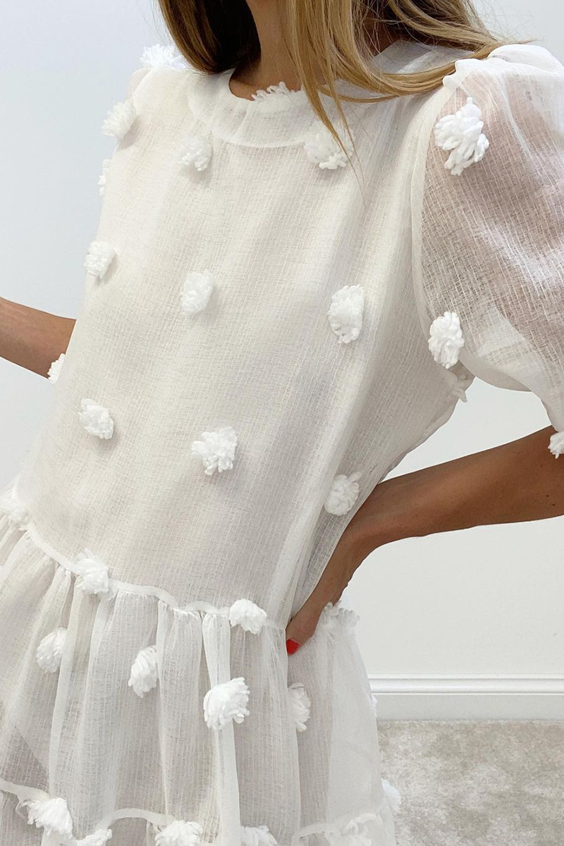 Stilla | Afslappet Solid Split Joint O-hals Kage Skørt Kjoler