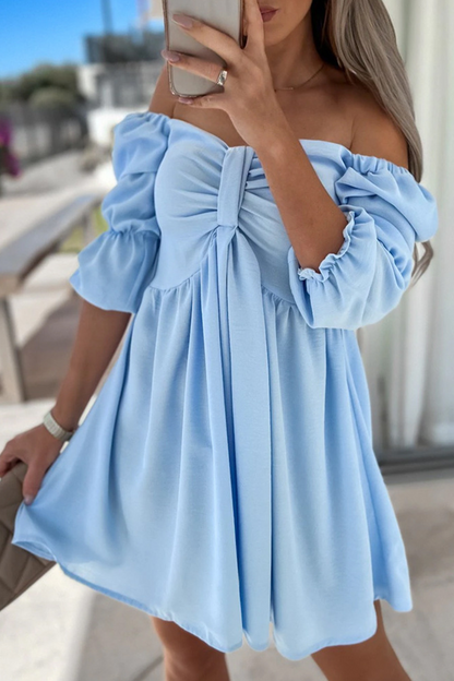 Stilla | Afslappet Solid Split Joint Off the Shoulder Kage Nederdel Kjoler