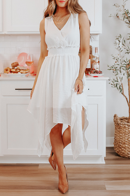 Stilla | Afslappet Solid Split Joint V-hals Uregelmæssig Kjole Kjoler