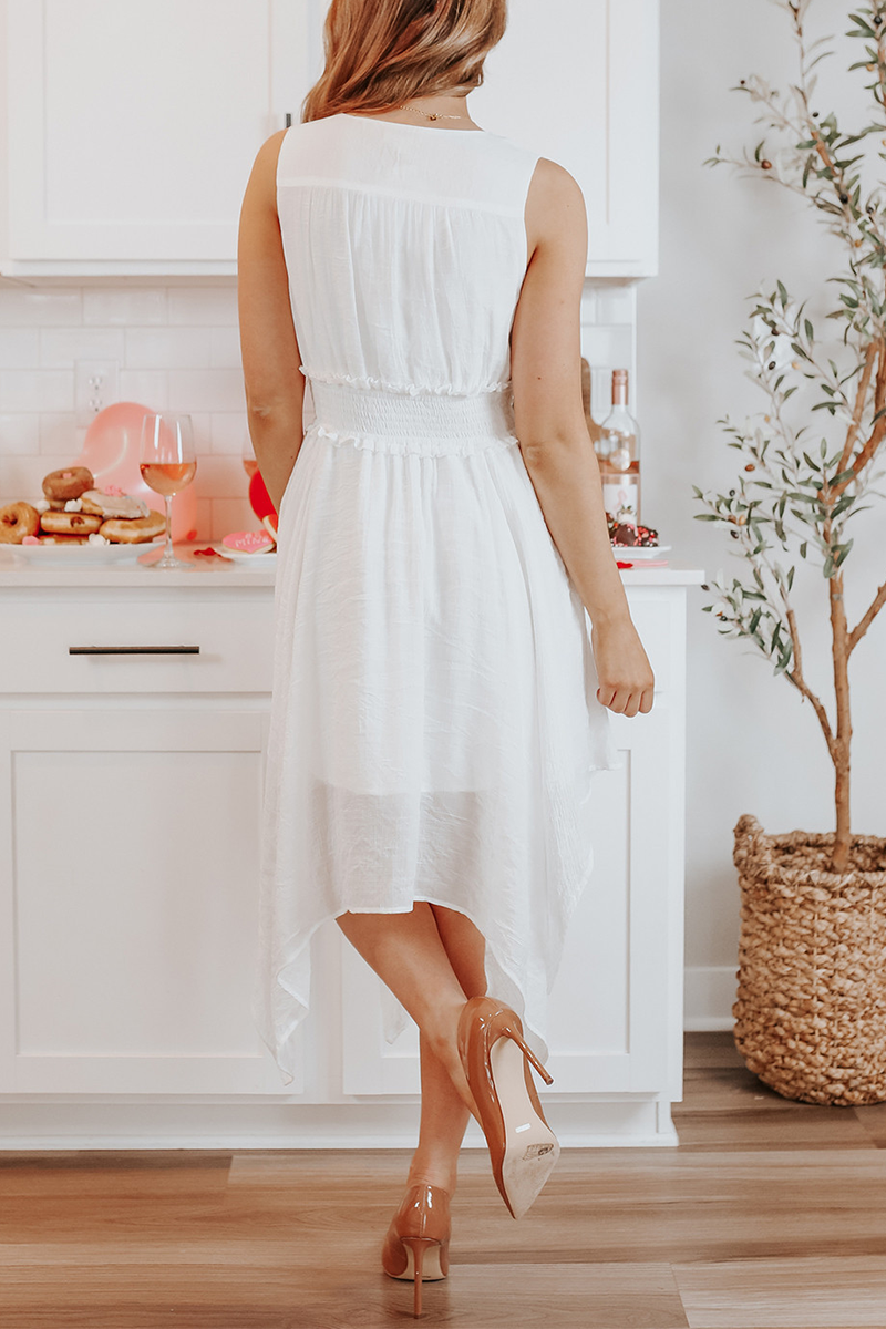 Stilla | Afslappet Solid Split Joint V-hals Uregelmæssig Kjole Kjoler