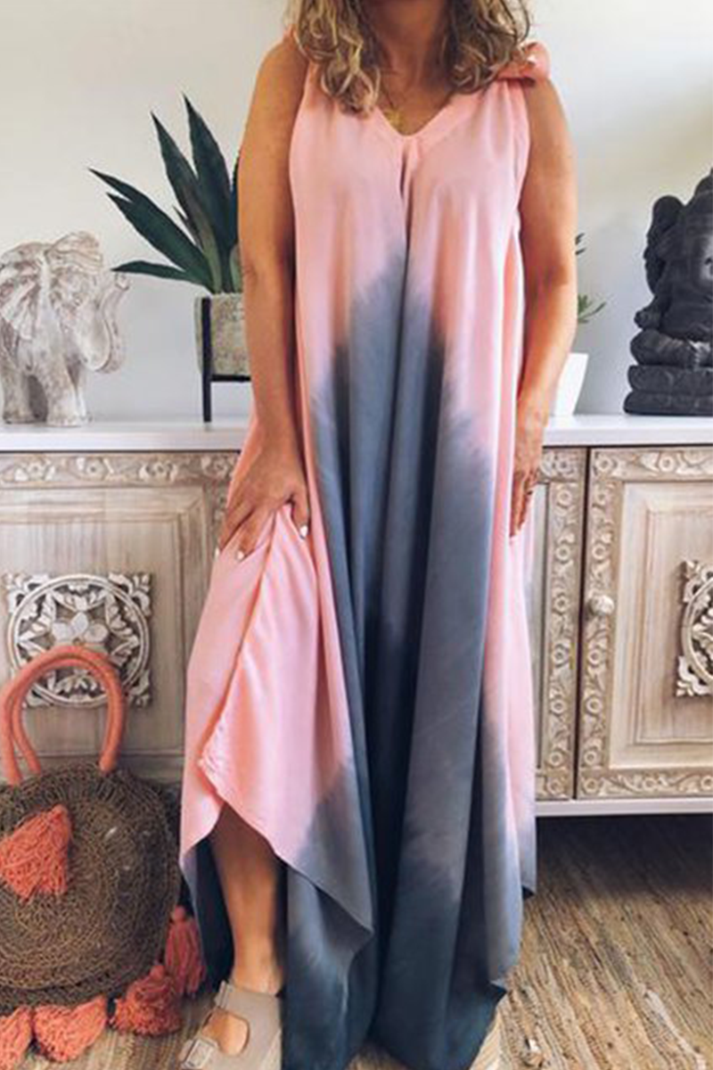 Stilla | Afslappet Patchwork Tie Dye V-hals Lige Kjoler