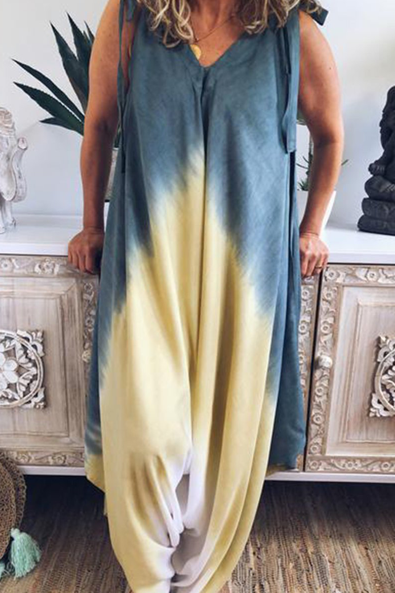 Stilla | Afslappet Patchwork Tie Dye V-hals Lige Kjoler