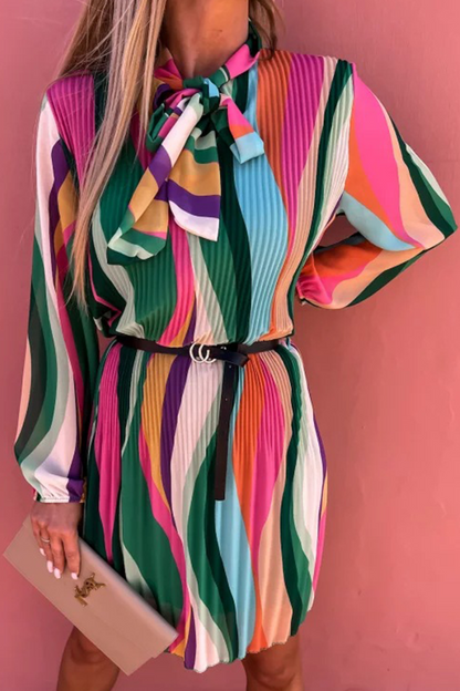 Stilla | Mode Stribet Bandage O-hals Lige Kjoler