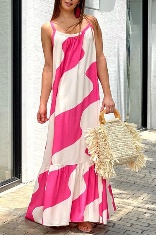 Stilla | Fashion Print Split Joint Spaghetti Strap Trompet Havfrue Kjoler