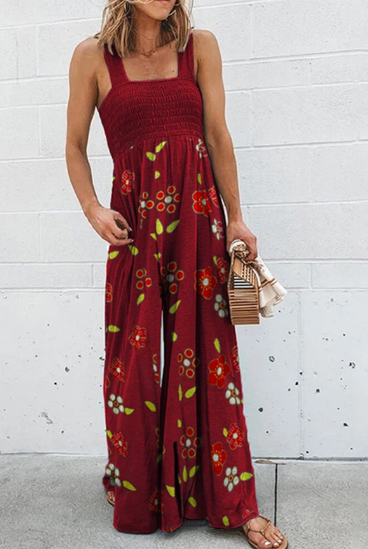 Stilla | Mode Print Patchwork Firkanthals Lige Jumpsuits