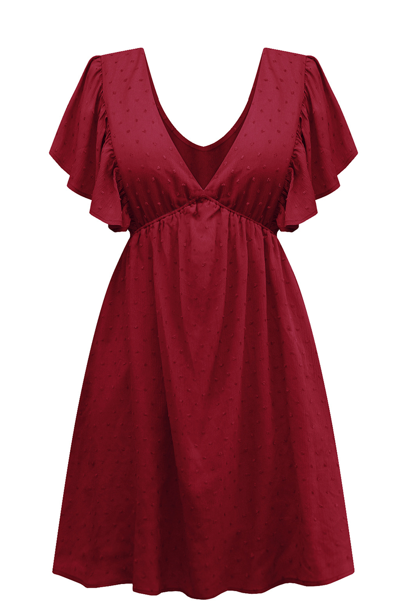 Stilla | V-hals Kjole med Flounce og Kage Nederdele Look