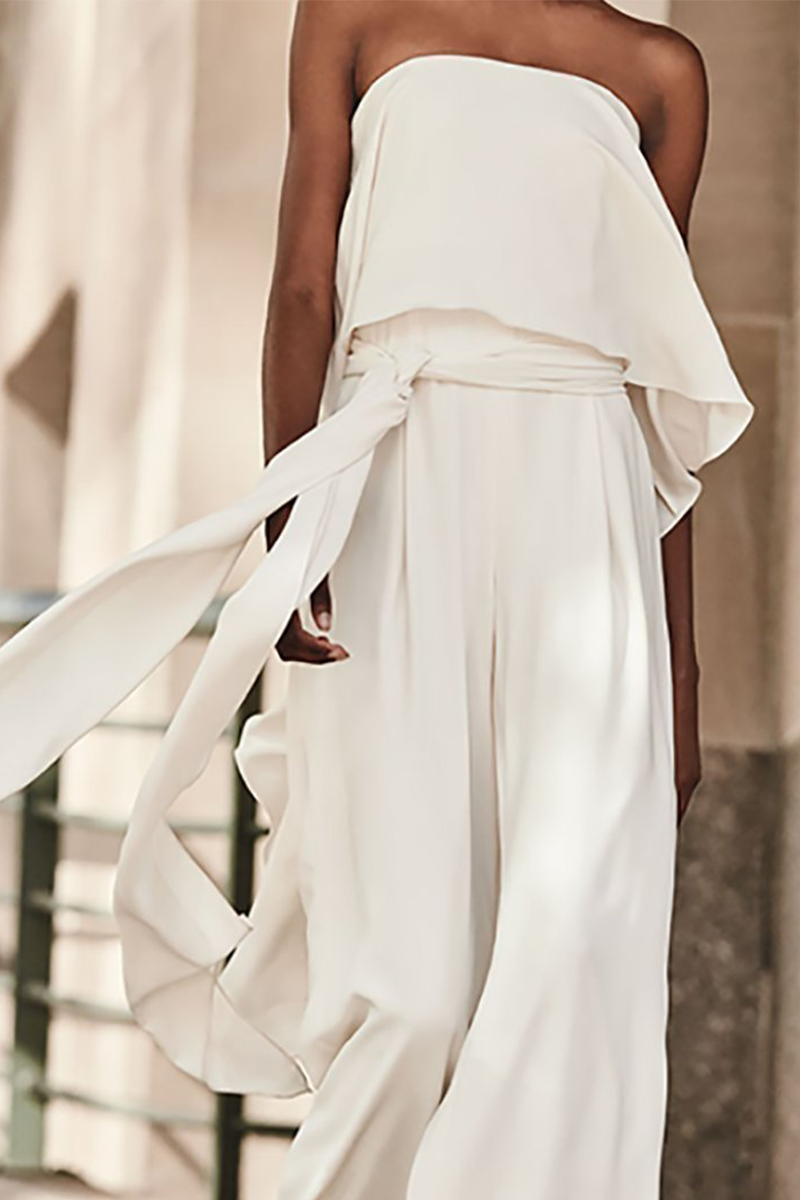 Stilla | Mode Solid Bandage Off Shoulder Straight Jumpsuits