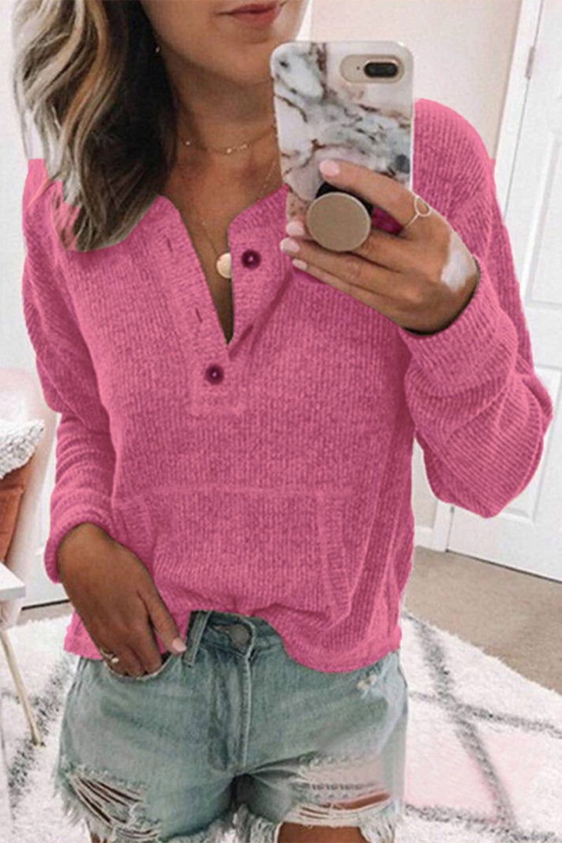 Stilla | Mode Afslappet Ensfarvet V-hals Toppe