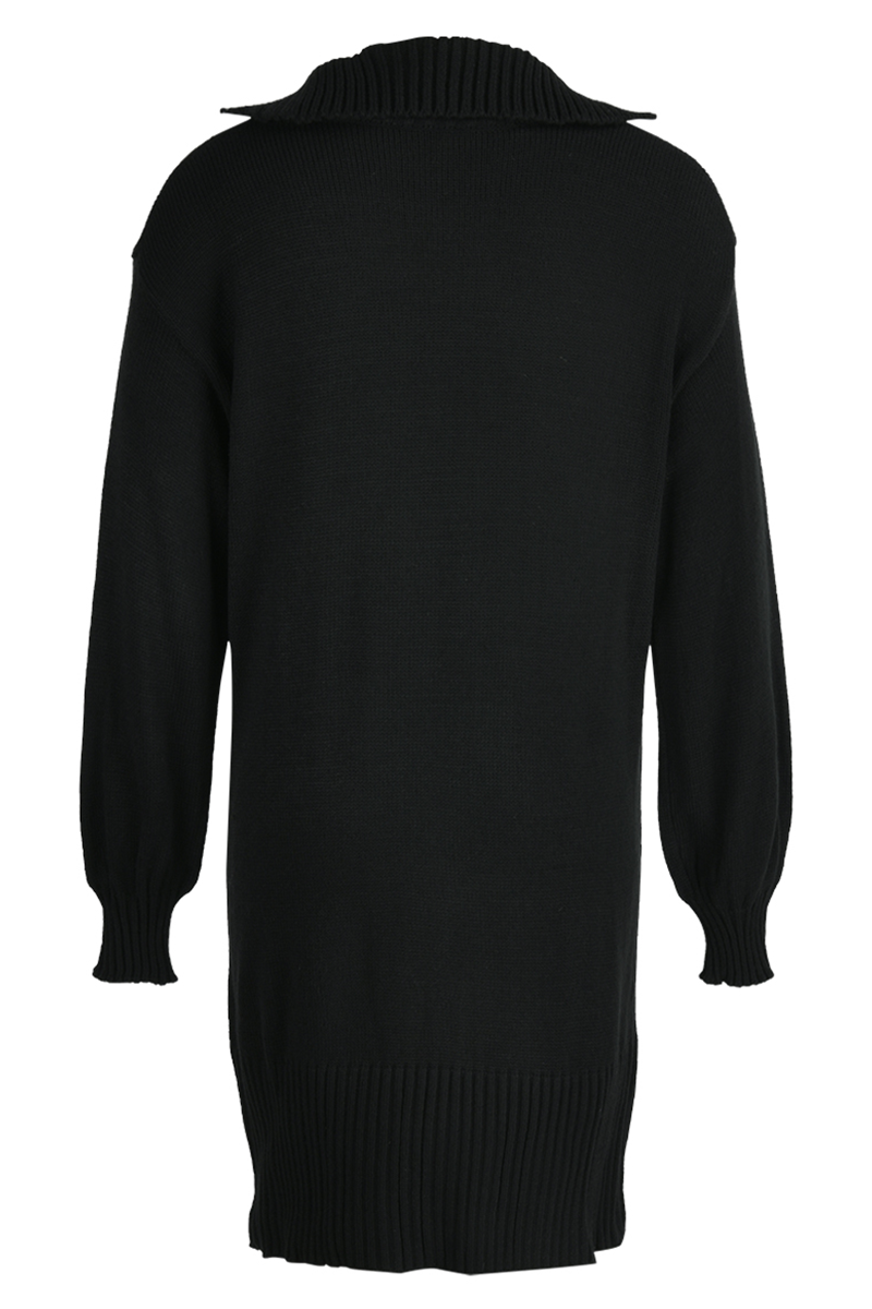 Stilla | Løs, Ensfarvet og Lige Patchwork Kjoler Med Omslået Krave