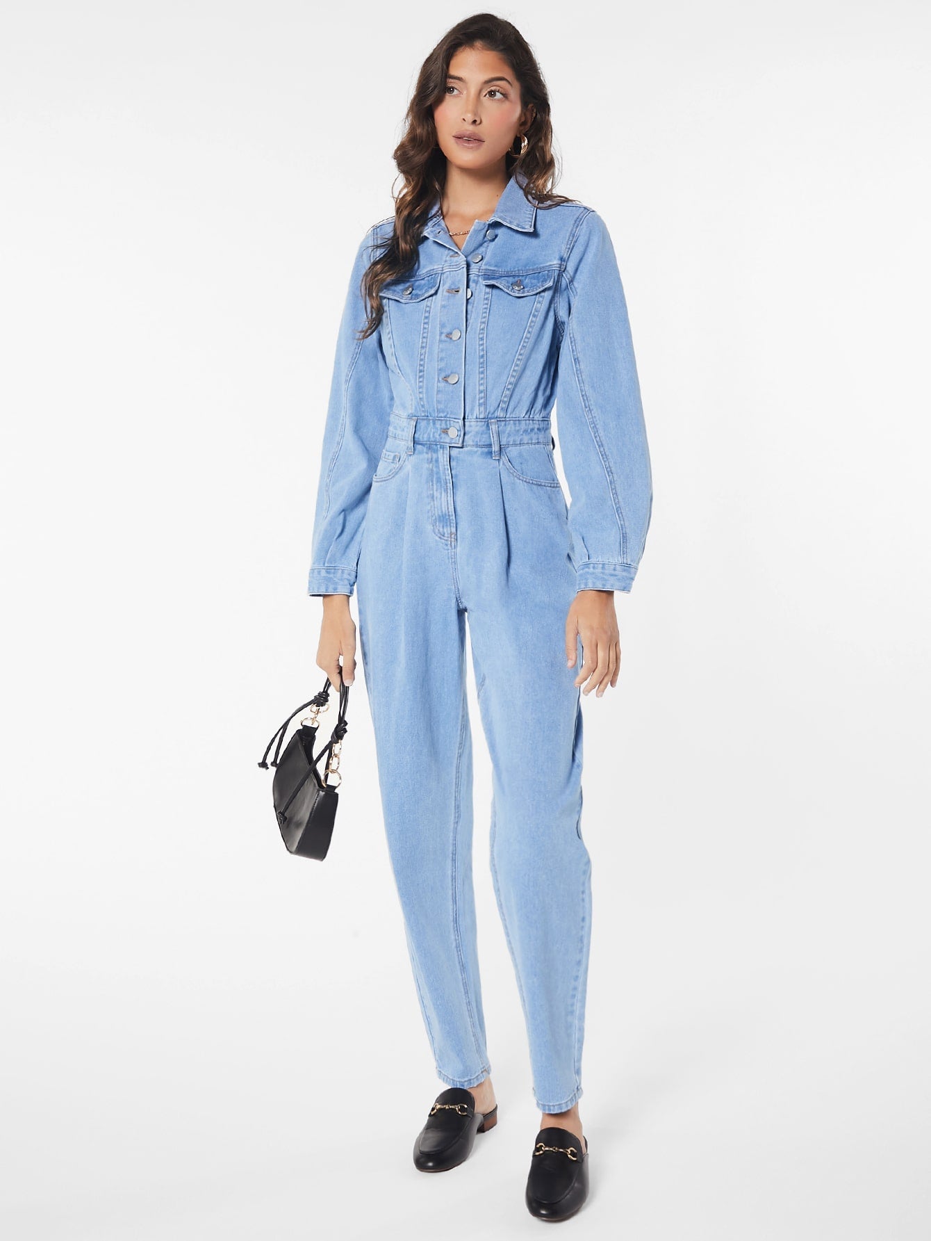 Stilla | Blues Jumpsuit Med Klaplomme Lavet Af Denim Med Knaplukning Foran