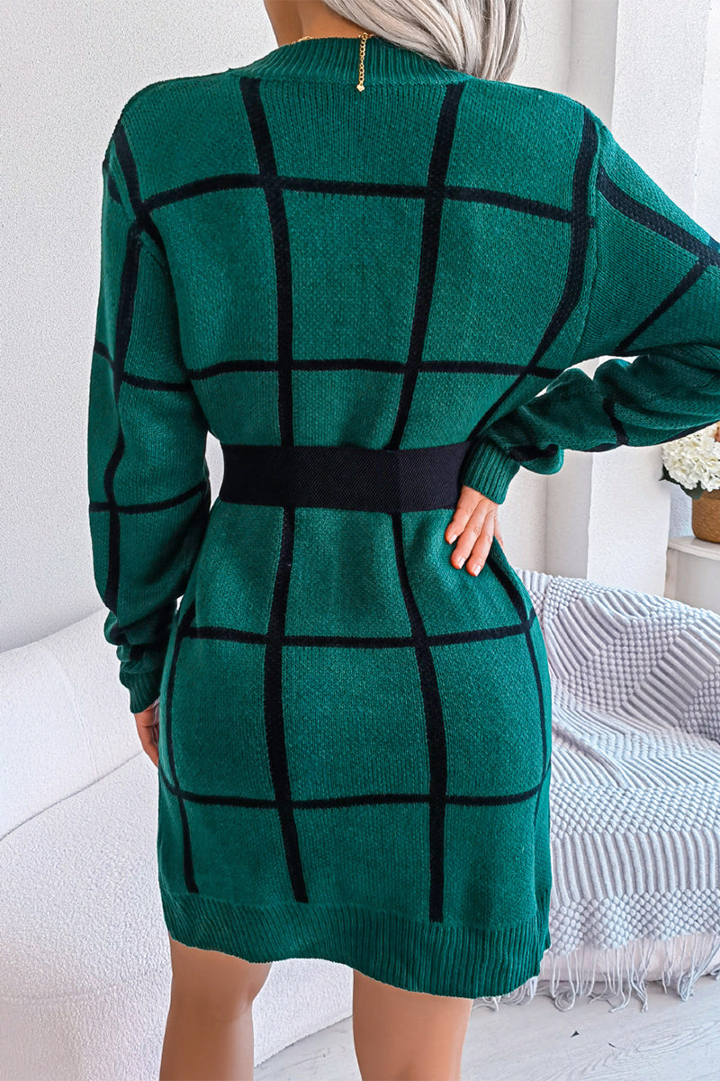 Stilla | Street Plaid Striped Contrast O Hals One Step Skirt Kjoler