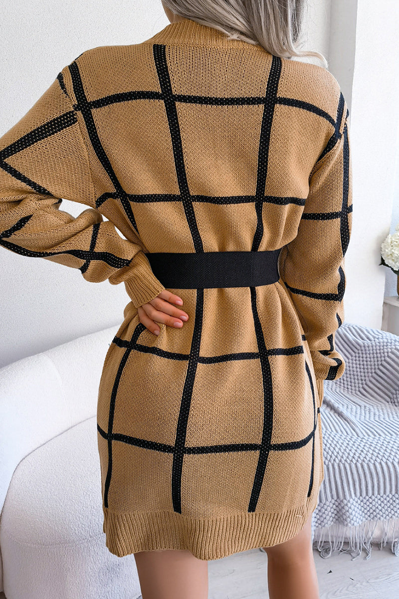 Stilla | Street Plaid Striped Contrast O Hals One Step Skirt Kjoler