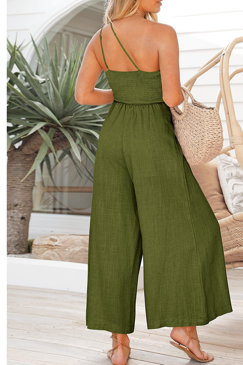 Stilla | Afslappet Solid Patchwork Off the Shoulder Straight Jumpsuits