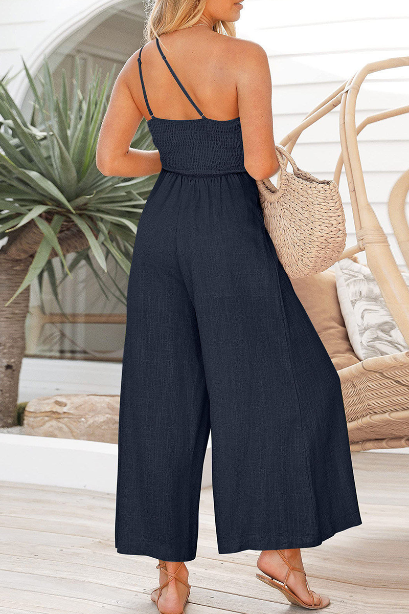 Stilla | Afslappet Solid Patchwork Off the Shoulder Straight Jumpsuits