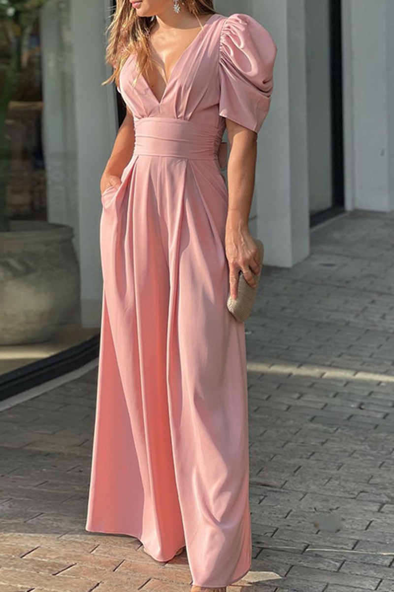 Stilla | Afslappet Solid Revnet Rak Jumpsuits