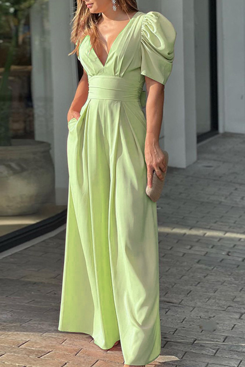 Stilla | Afslappet Solid Revnet Rak Jumpsuits