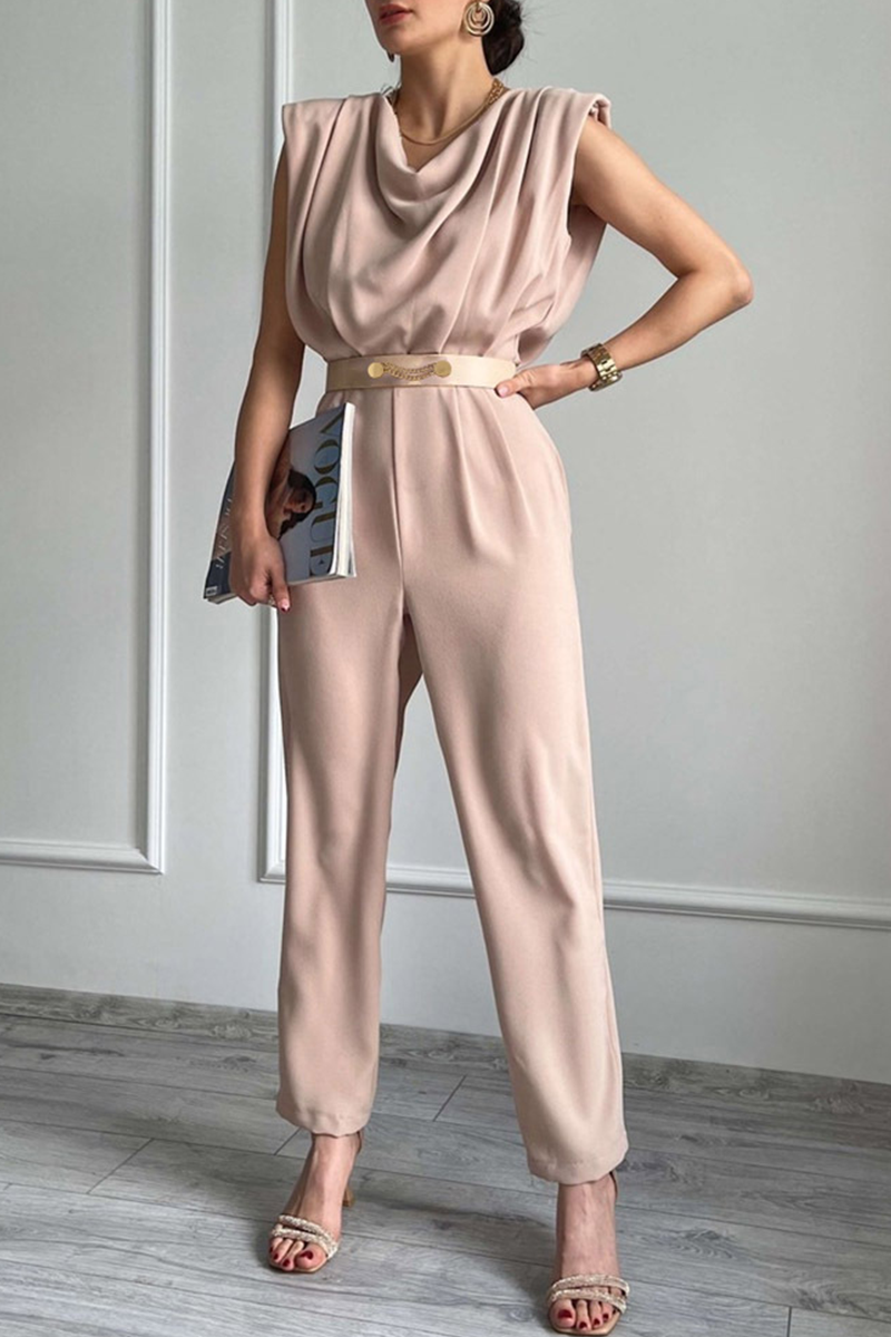 Stilla | Street Solid Patchwork U Hals Regular Jumpsuits