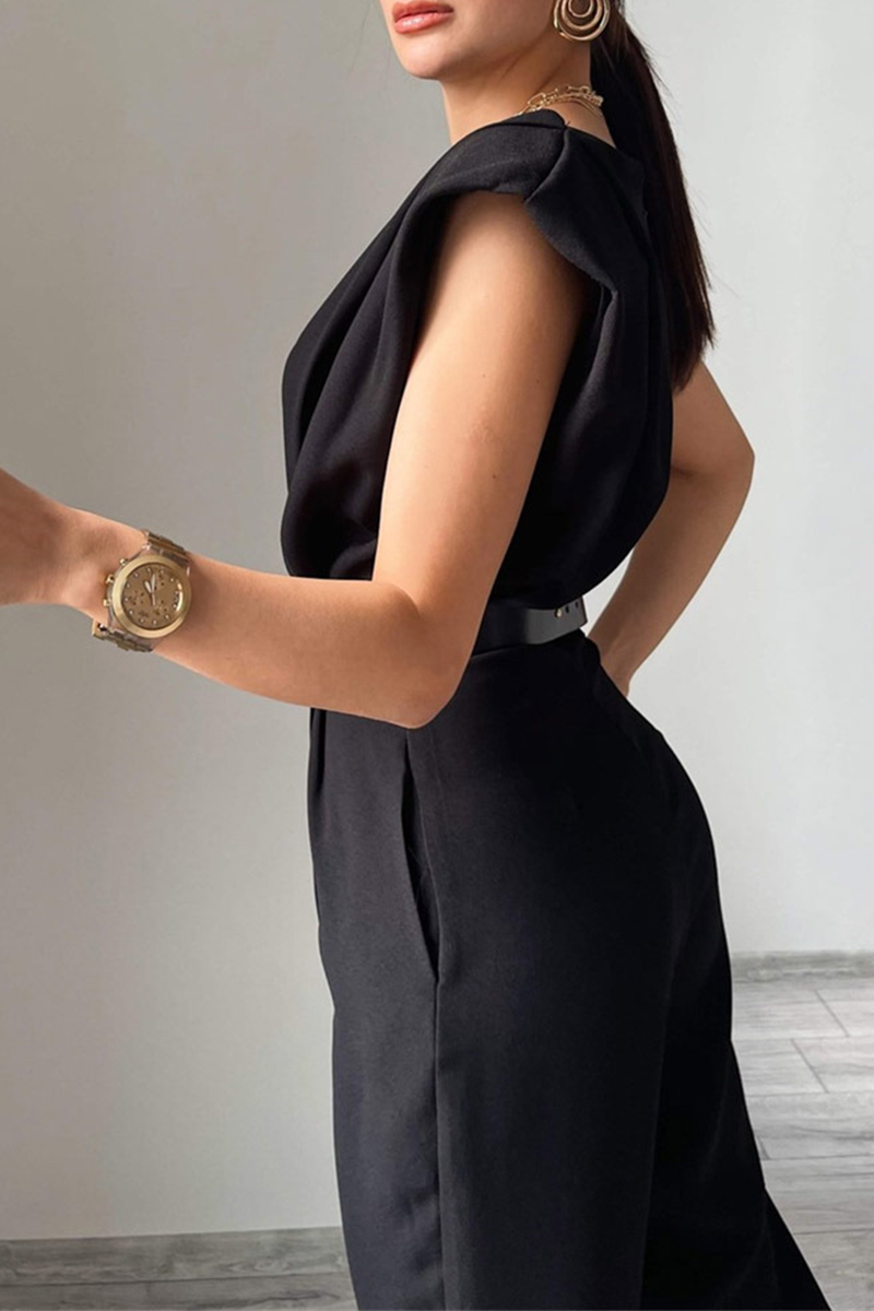 Stilla | Street Solid Patchwork U Hals Regular Jumpsuits