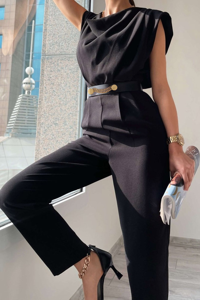 Stilla | Street Solid Patchwork U Hals Regular Jumpsuits