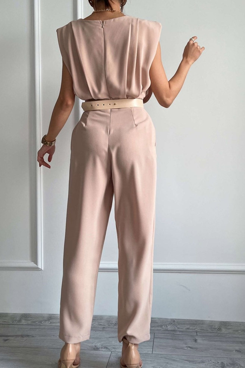 Stilla | Street Solid Patchwork U Hals Regular Jumpsuits