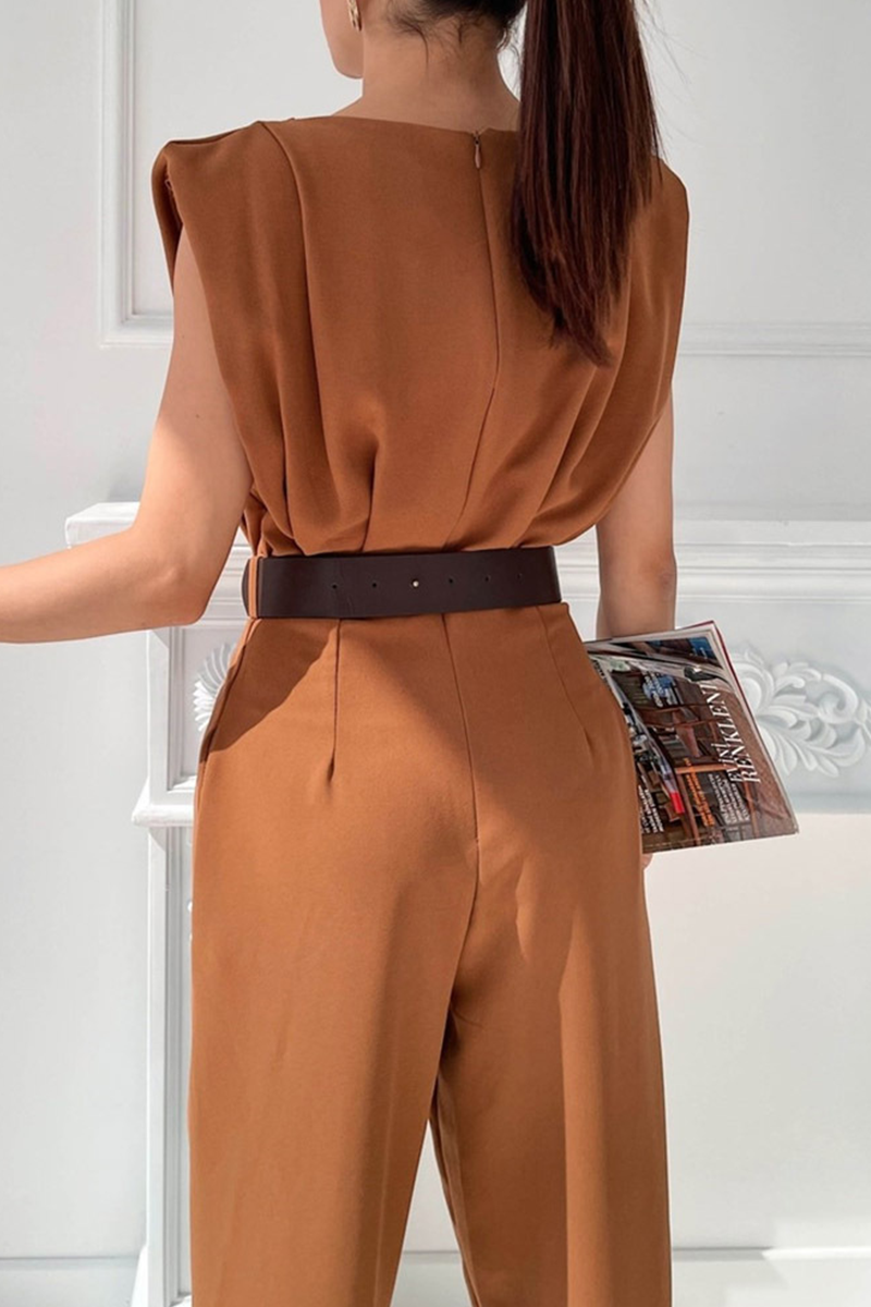 Stilla | Street Solid Patchwork U Hals Regular Jumpsuits