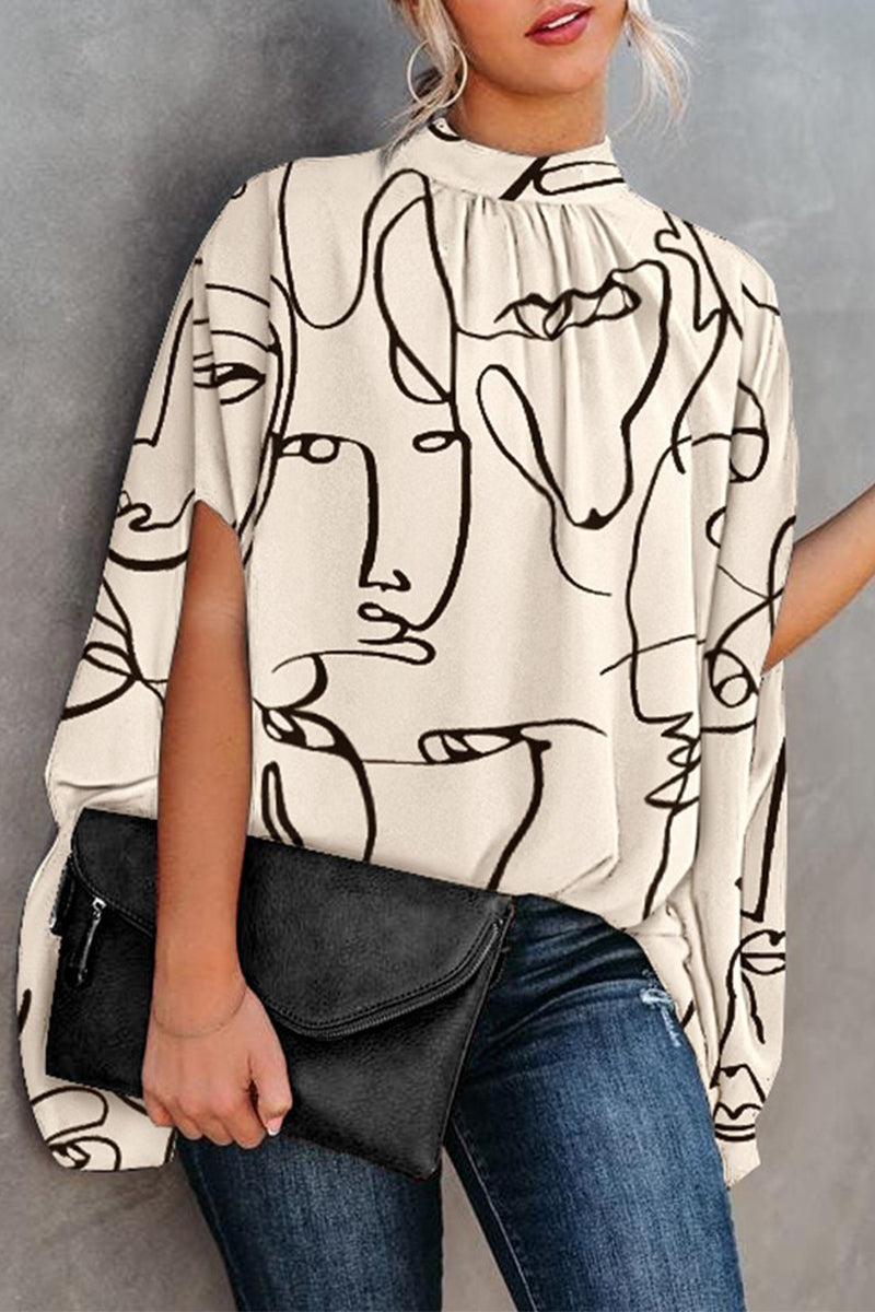 Stilla | Afslappet Print Print O Hals Bluser