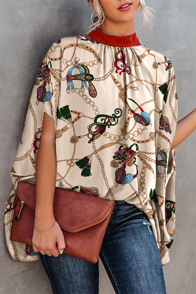 Stilla | Afslappet Print Print O Hals Bluser